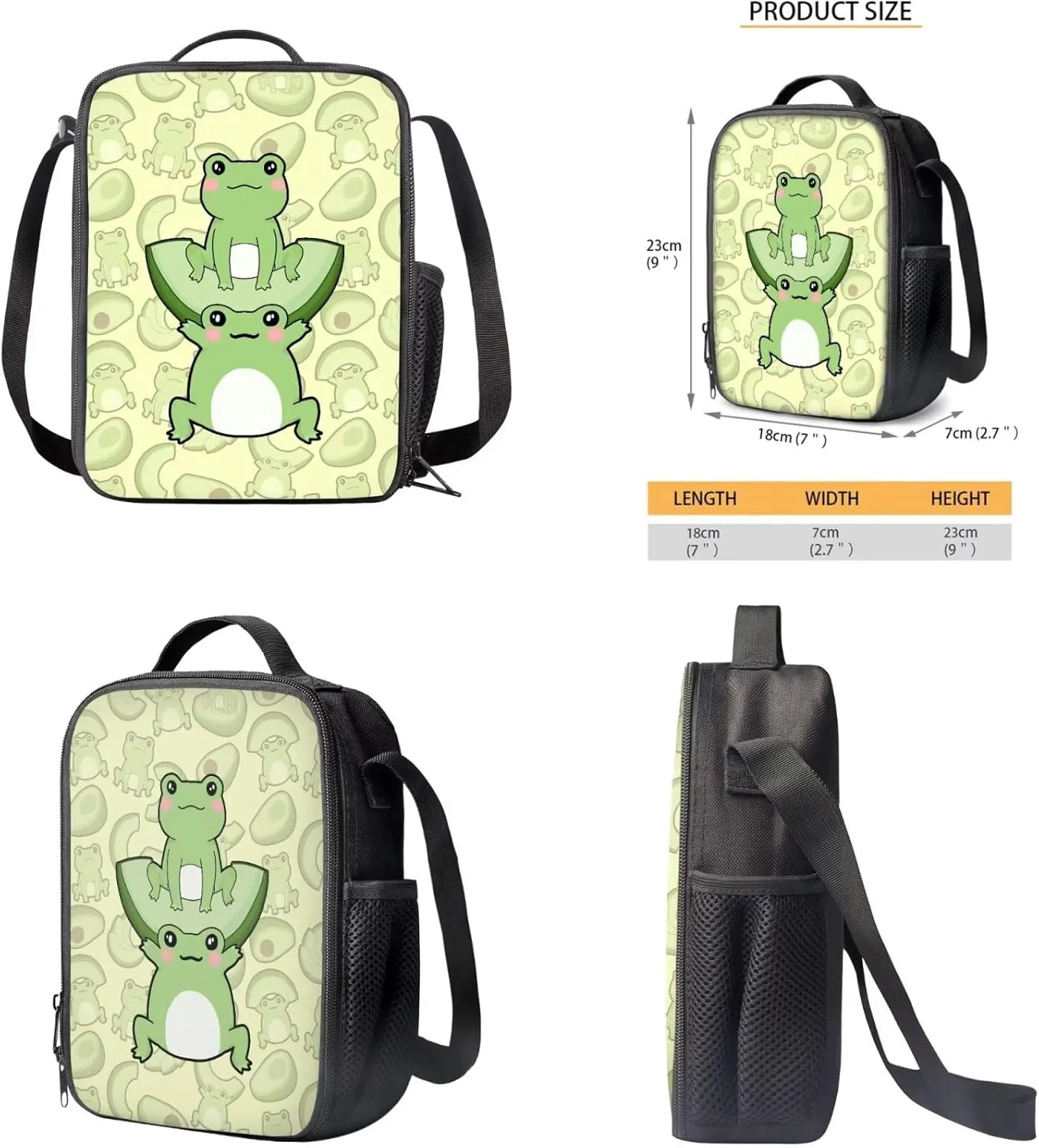Green Frog Backpack for Girls 7Th 8Th School Bookbag with Pencil Case Rucksack for Teens Child Back To School 17 Inch Backpack 4Pcs Set Bookbag