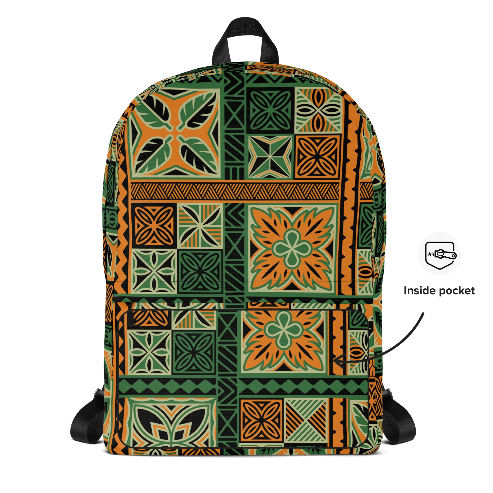 Green Tiki Squares Backpack