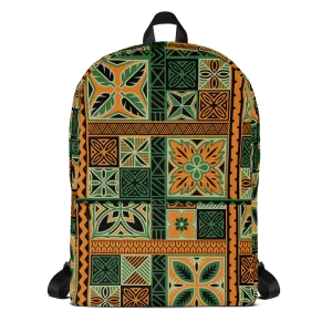 Green Tiki Squares Backpack