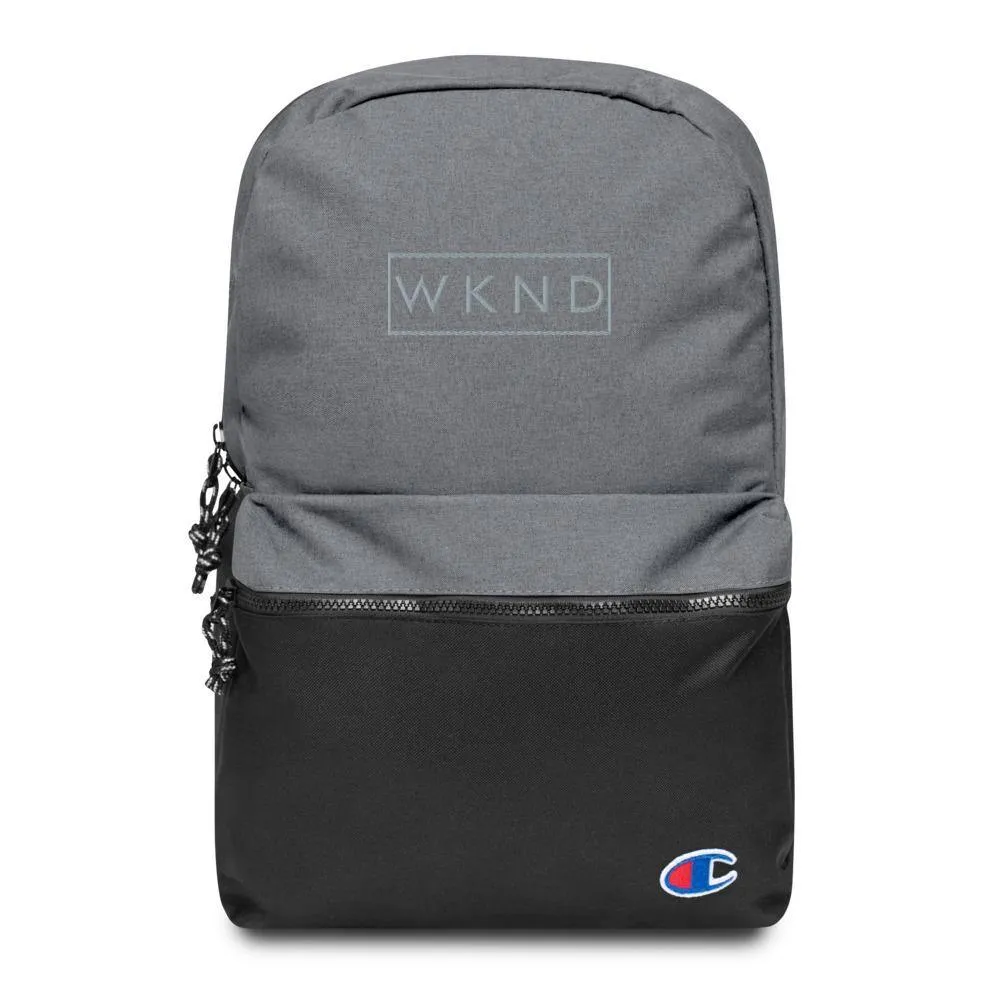 Grey Embroidered Champion Backpack