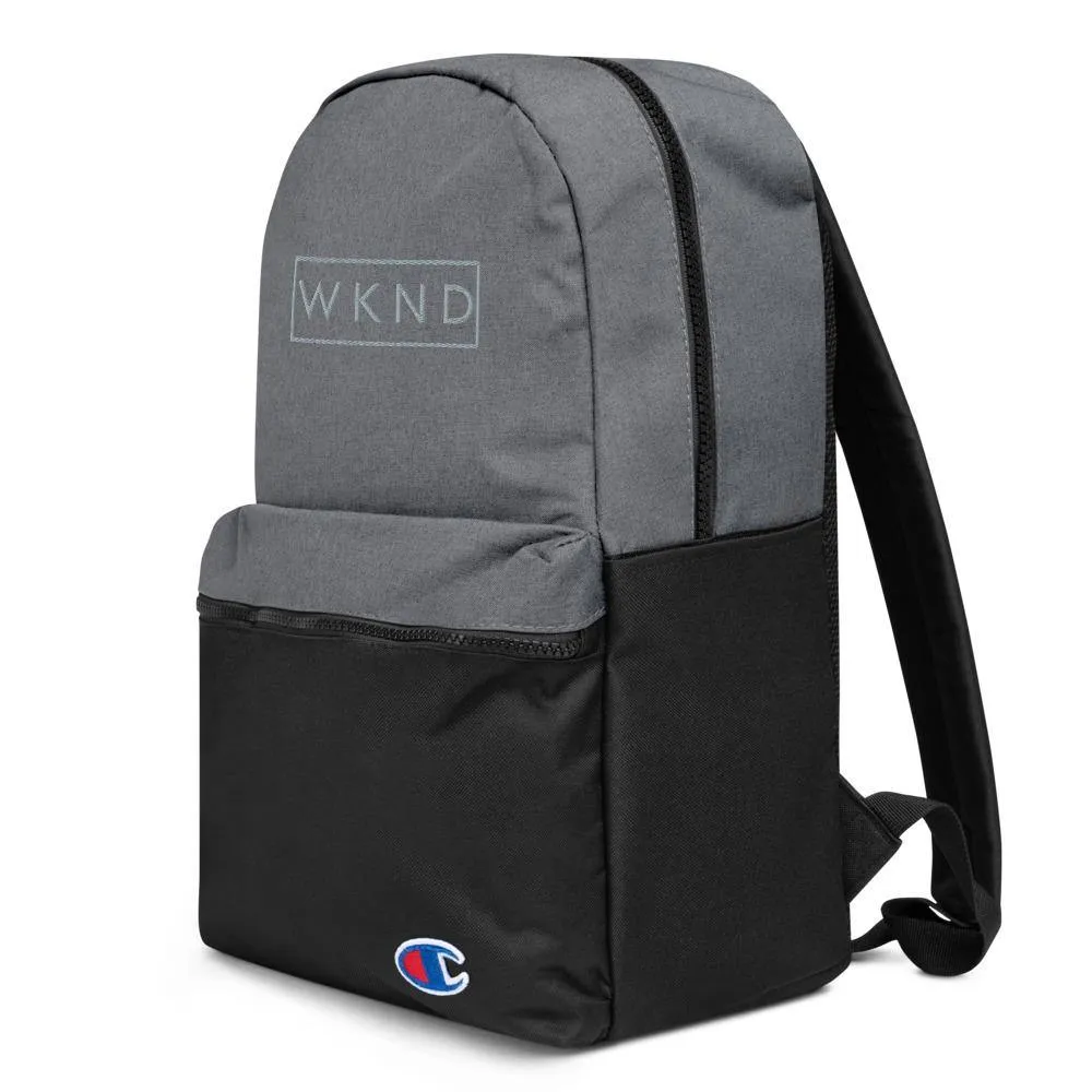 Grey Embroidered Champion Backpack