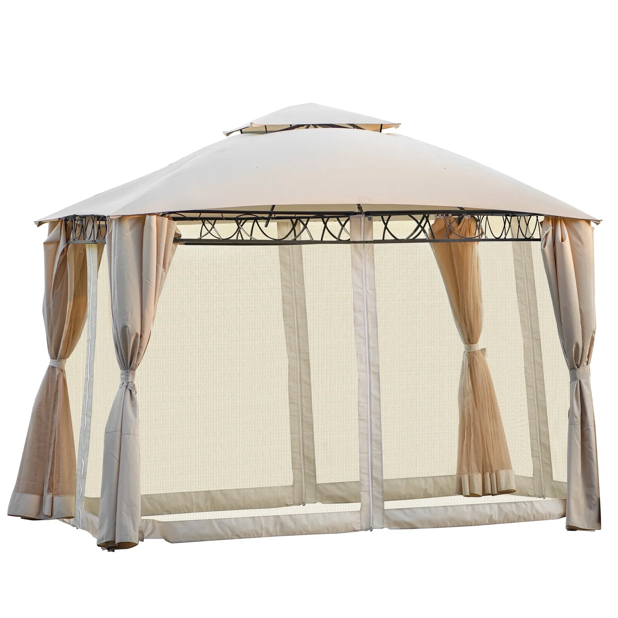 Grill Gazebo Party Canopy Tent, SEGMAT BBQ Garden Canopy with 4 Zippered Mesh Curtains and Double Layer Top, Water and UV-Resistant Polyester Party Activities Center Canopy for 5-6 Person, S9651