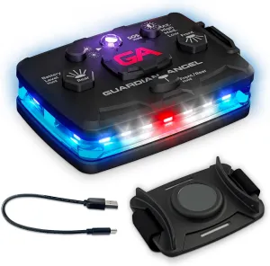 Guardian Angel Elite Series Safety Light, Infrared-Hybrid - White/Blue Front & Blue Rear - Rechargeable, Magnetic, Hands-Free Wearable Flashlight for Law Enforcement, First Responders, Firefighters