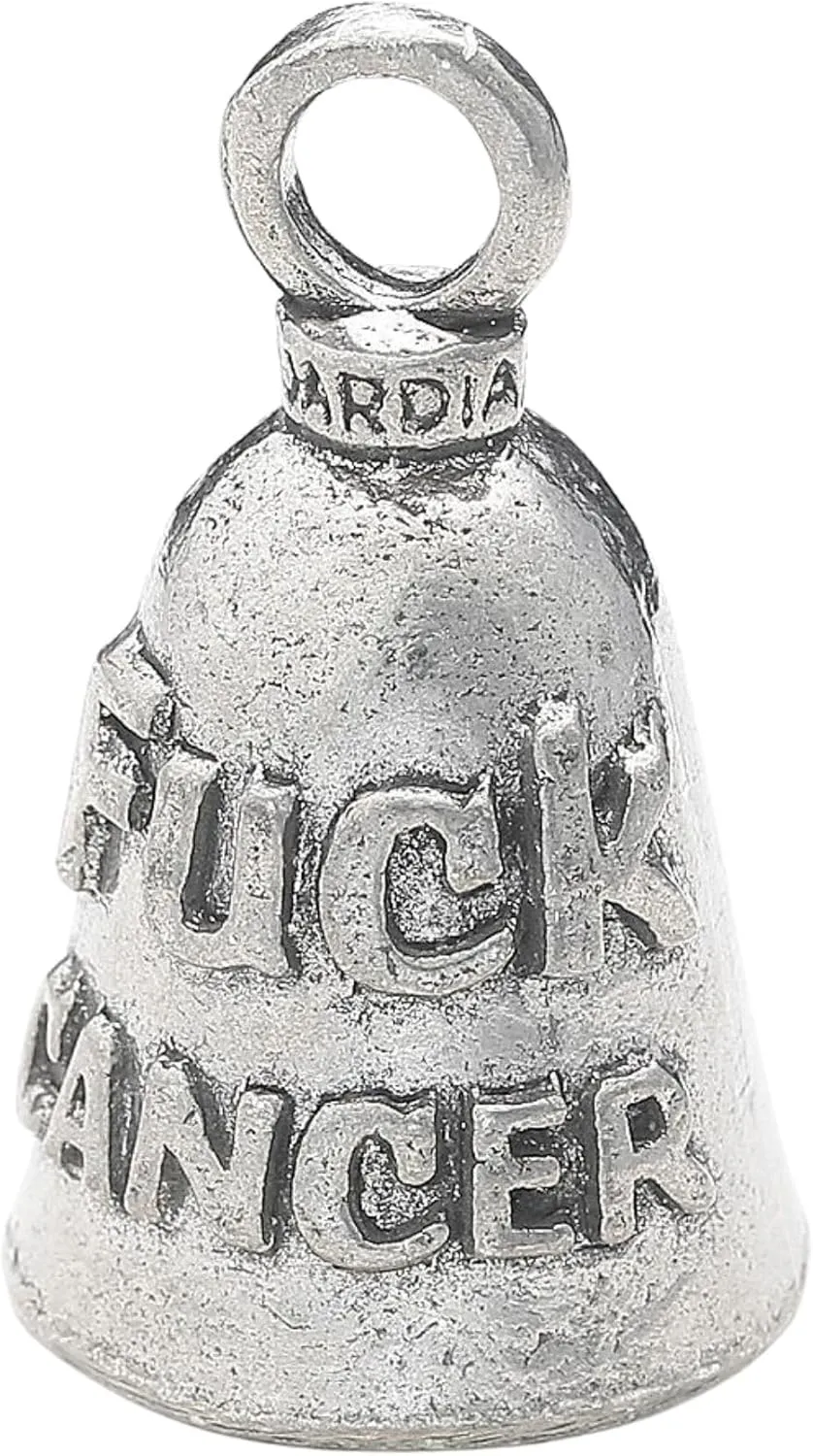 Guardian Bell F_ck Cancer Motorcycle Bell w/Keyring & Black Velvet Gift Bag | Lead-Free Pewter | Good Luck Gift | Made in USA