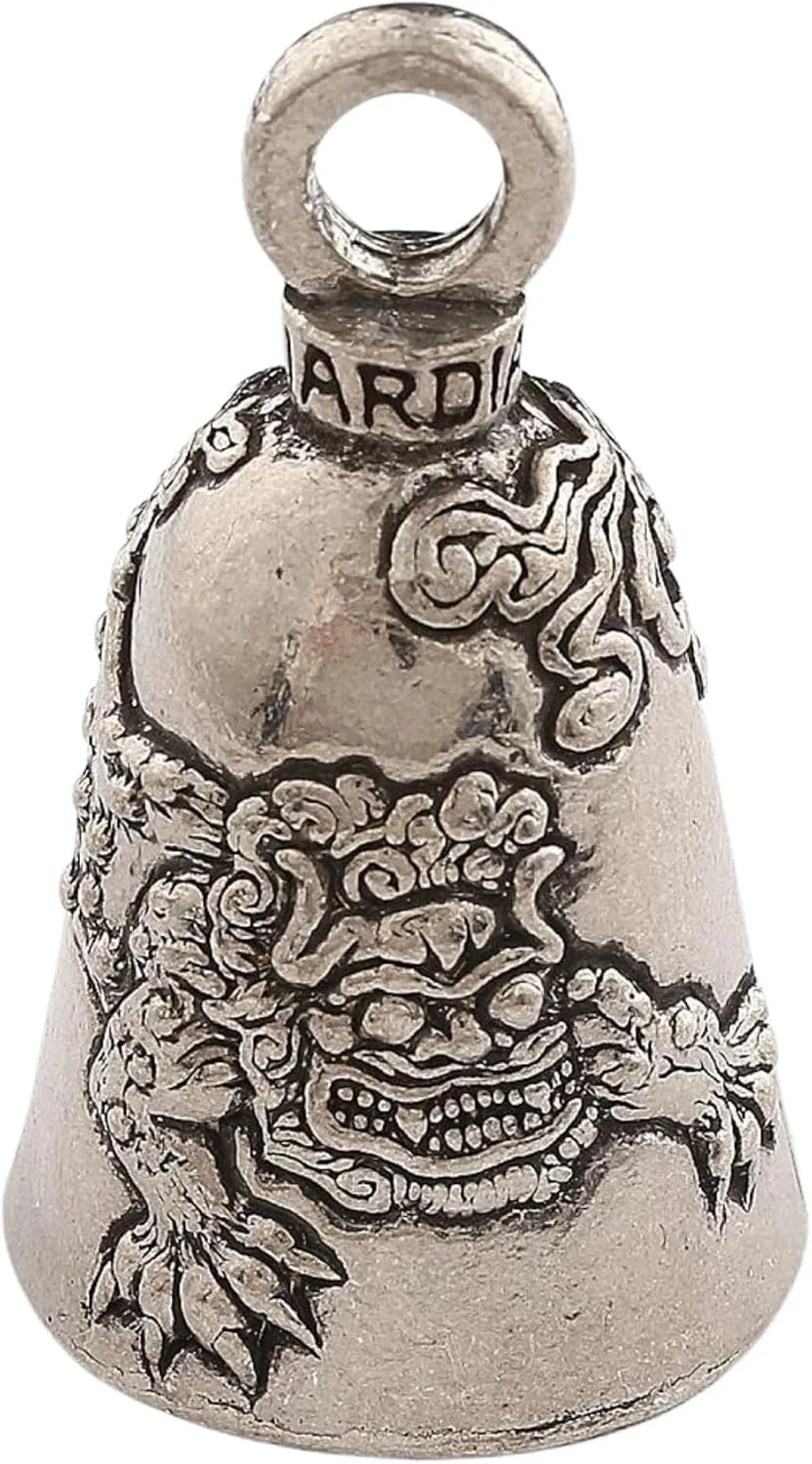 Guardian Bell Foo Dog Good Luck Bell w/Keyring & Black Velvet Gift Bag | Motorcycle Bell | Lead-Free Pewter | Good Luck Gift to Friends & Family | Bike Bell | Made in USA