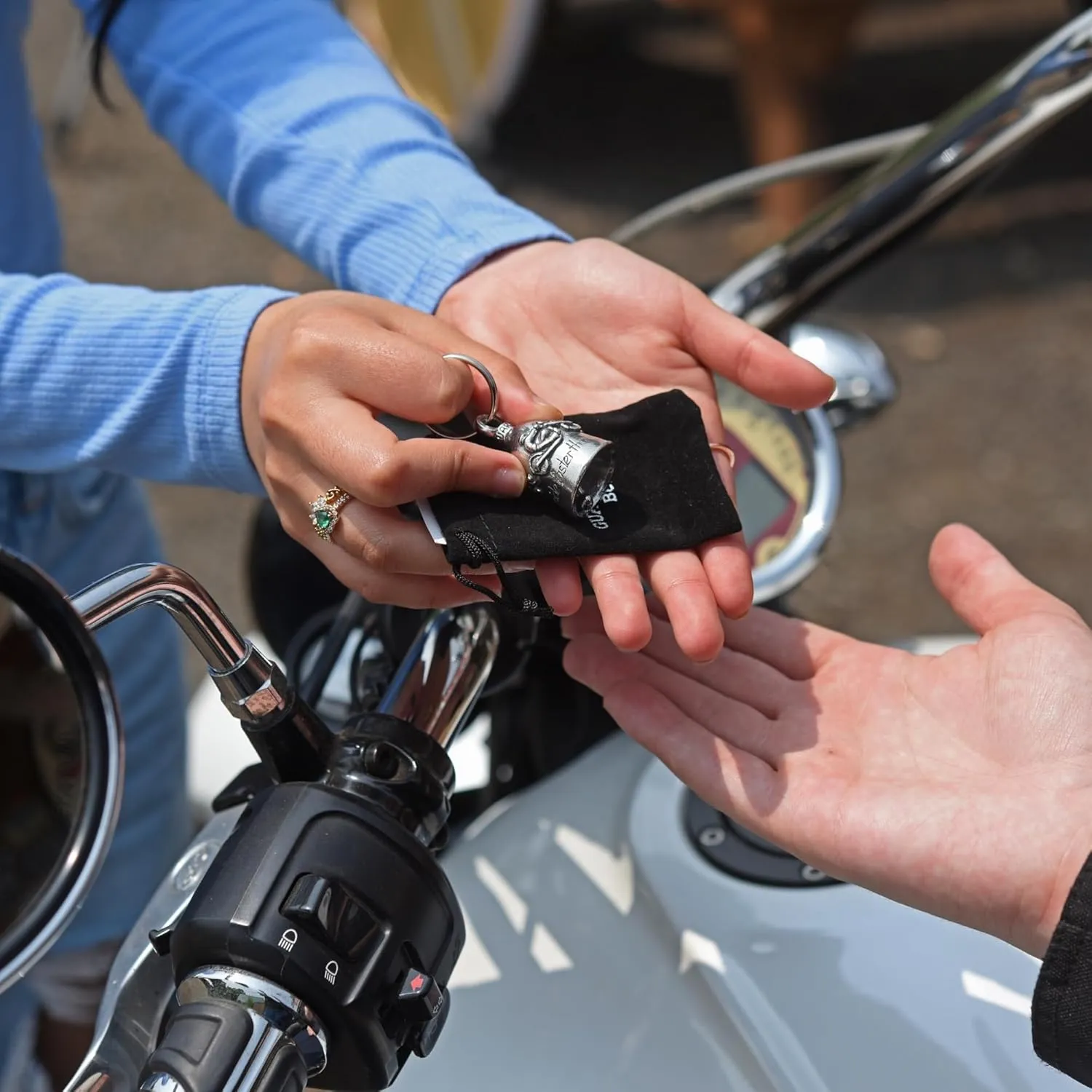 Guardian Bell In Memory of Fallen Hero Good Luck Bell w/Keyring & Black Velvet Gift Bag | Motorcycle Bell | Lead-Free Pewter | Good Luck Gift to Friends & Family | Bike Bell | Made in USA