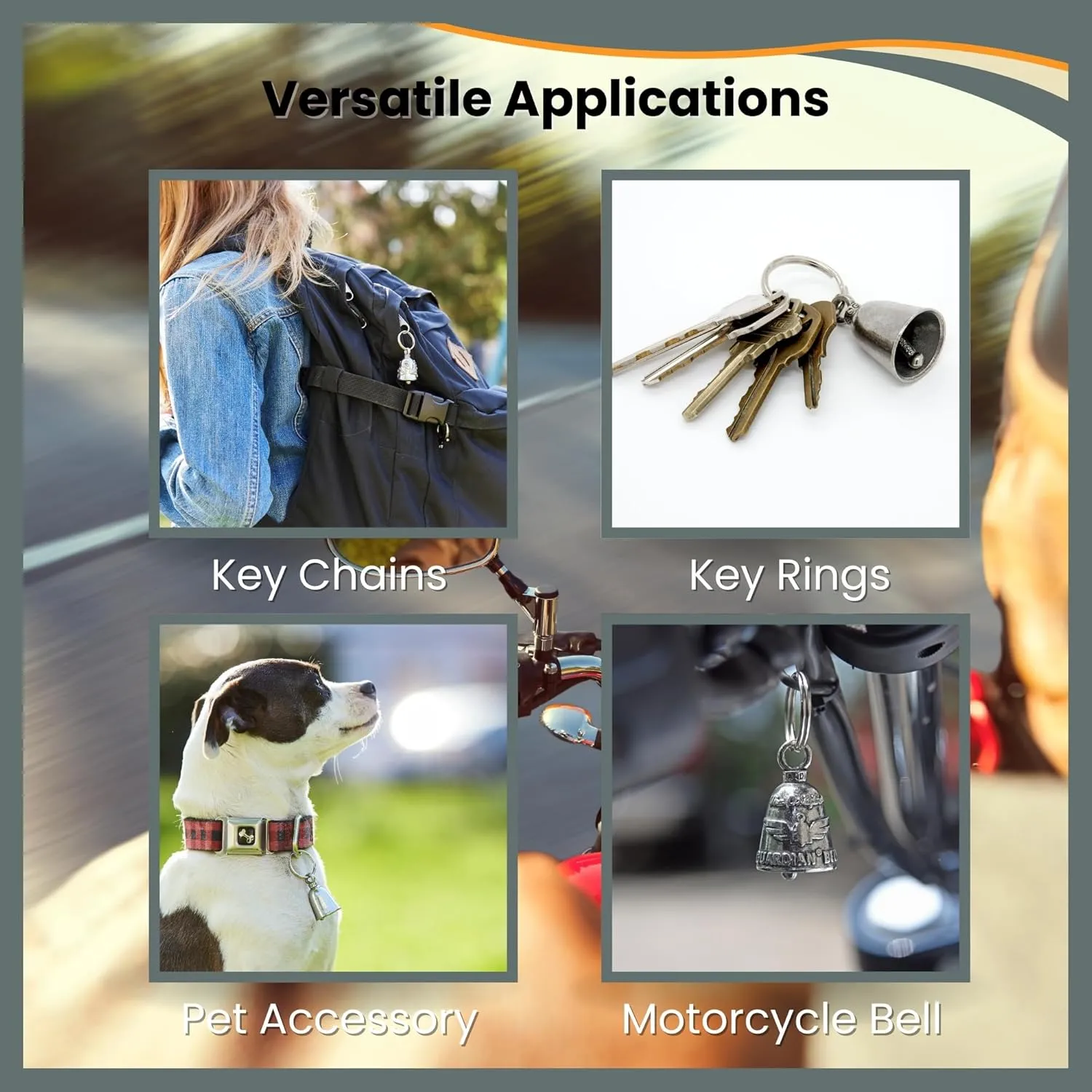 Guardian Bell In Memory of Fallen Hero Good Luck Bell w/Keyring & Black Velvet Gift Bag | Motorcycle Bell | Lead-Free Pewter | Good Luck Gift to Friends & Family | Bike Bell | Made in USA