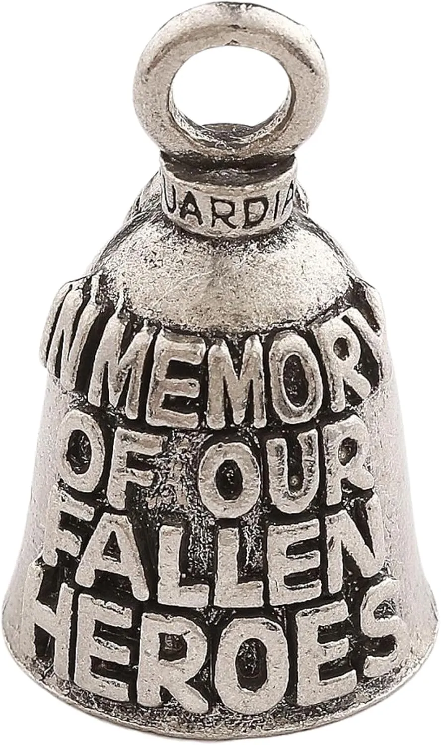 Guardian Bell In Memory of Fallen Hero Good Luck Bell w/Keyring & Black Velvet Gift Bag | Motorcycle Bell | Lead-Free Pewter | Good Luck Gift to Friends & Family | Bike Bell | Made in USA