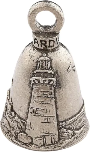 Guardian Bell Lighthouse Good Luck Bell w/Keyring & Black Velvet Gift Bag | Motorcycle Bell | Lead-Free Pewter | Good Luck Gift to Friends & Family | Bike Bell | Made in USA