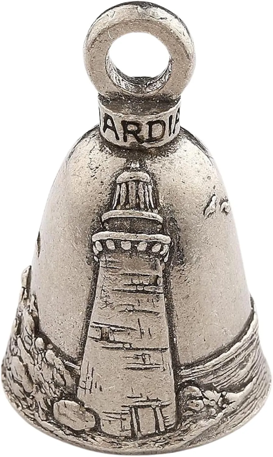 Guardian Bell Lighthouse Good Luck Bell w/Keyring & Black Velvet Gift Bag | Motorcycle Bell | Lead-Free Pewter | Good Luck Gift to Friends & Family | Bike Bell | Made in USA