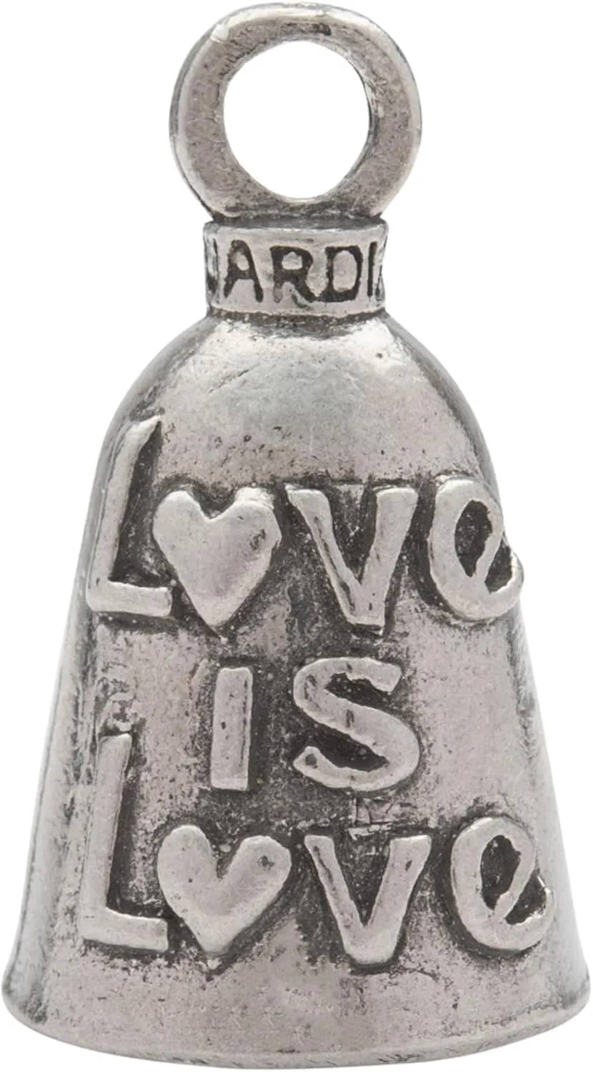 Guardian Bell Love is Love Good Luck Bell w/Keyring & Black Velvet Gift Bag | Motorcycle Bell | Lead-Free Pewter | Good Luck Gift | Bike Bell | Made in USA