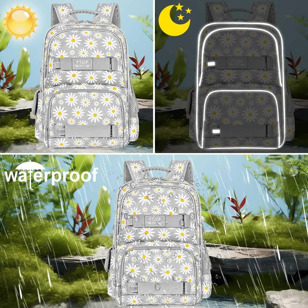 gxtvo 3PCS Girls Backpack, Water Resistant Womens School Bag With Lunch Box, 17 Inch Bookbag Set for College Teenagers.