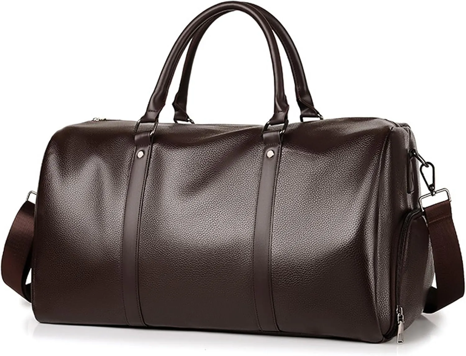 Gym Bag for Women & Men, Travel Duffel Bag Water Resistant Carry On Weekender Backpack for Airplane, 35L Classic Design, Brown
