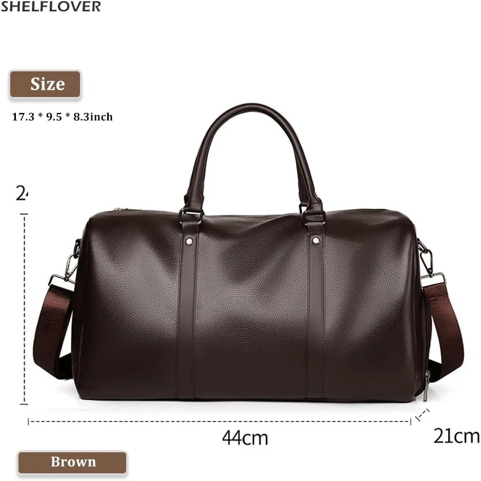 Gym Bag for Women & Men, Travel Duffel Bag Water Resistant Carry On Weekender Backpack for Airplane, 35L Classic Design, Brown