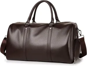 Gym Bag for Women & Men, Travel Duffel Bag Water Resistant Carry On Weekender Backpack for Airplane, 35L Classic Design, Brown