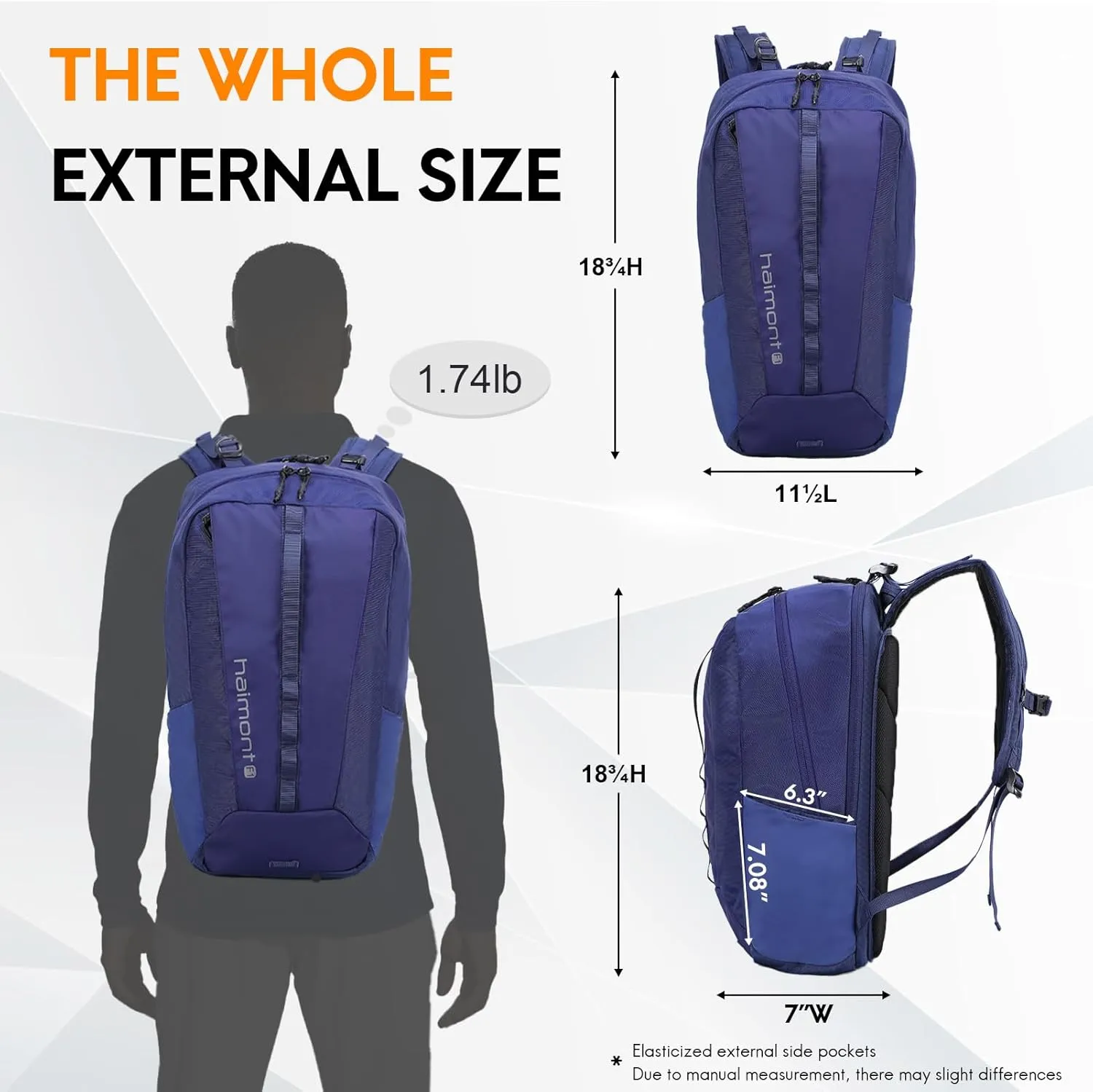 Haimont Small Travel Backpack Hiking Outdoor Everyday Daypack with 3 Compartments Men Women Water Resistant Bag, Casual
