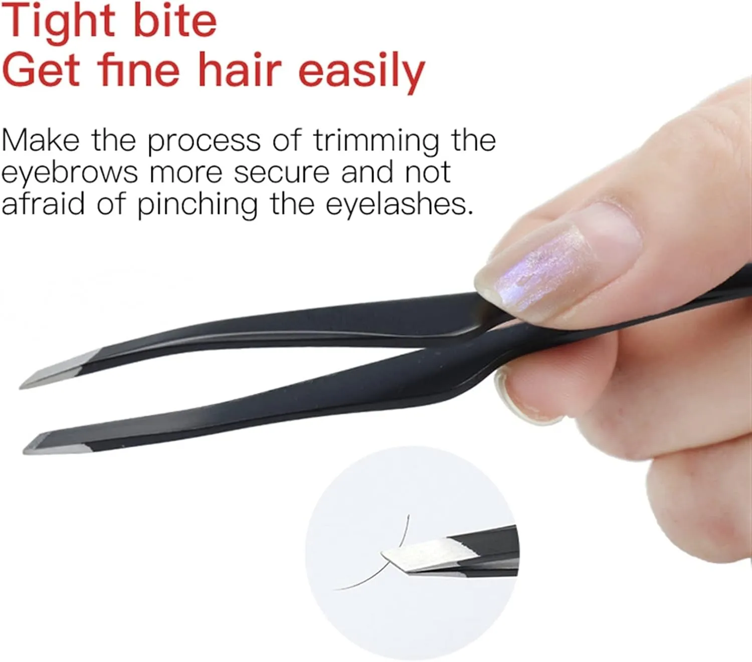 Hair Removal Tweezers Professional Slanted Stainless Steel Hair Removal Clip Eyebrow Face Hair Remover Tweezers Eyebrow Plucking Makeup Tools(Black)