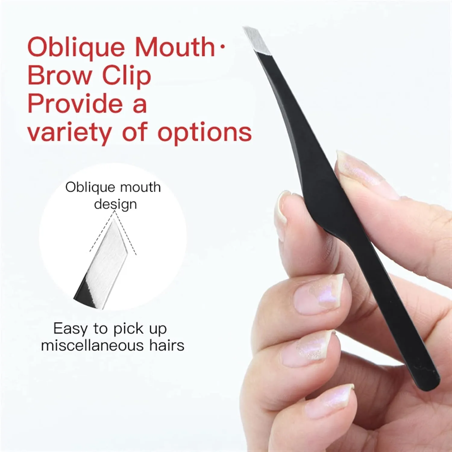 Hair Removal Tweezers Professional Slanted Stainless Steel Hair Removal Clip Eyebrow Face Hair Remover Tweezers Eyebrow Plucking Makeup Tools(Black)
