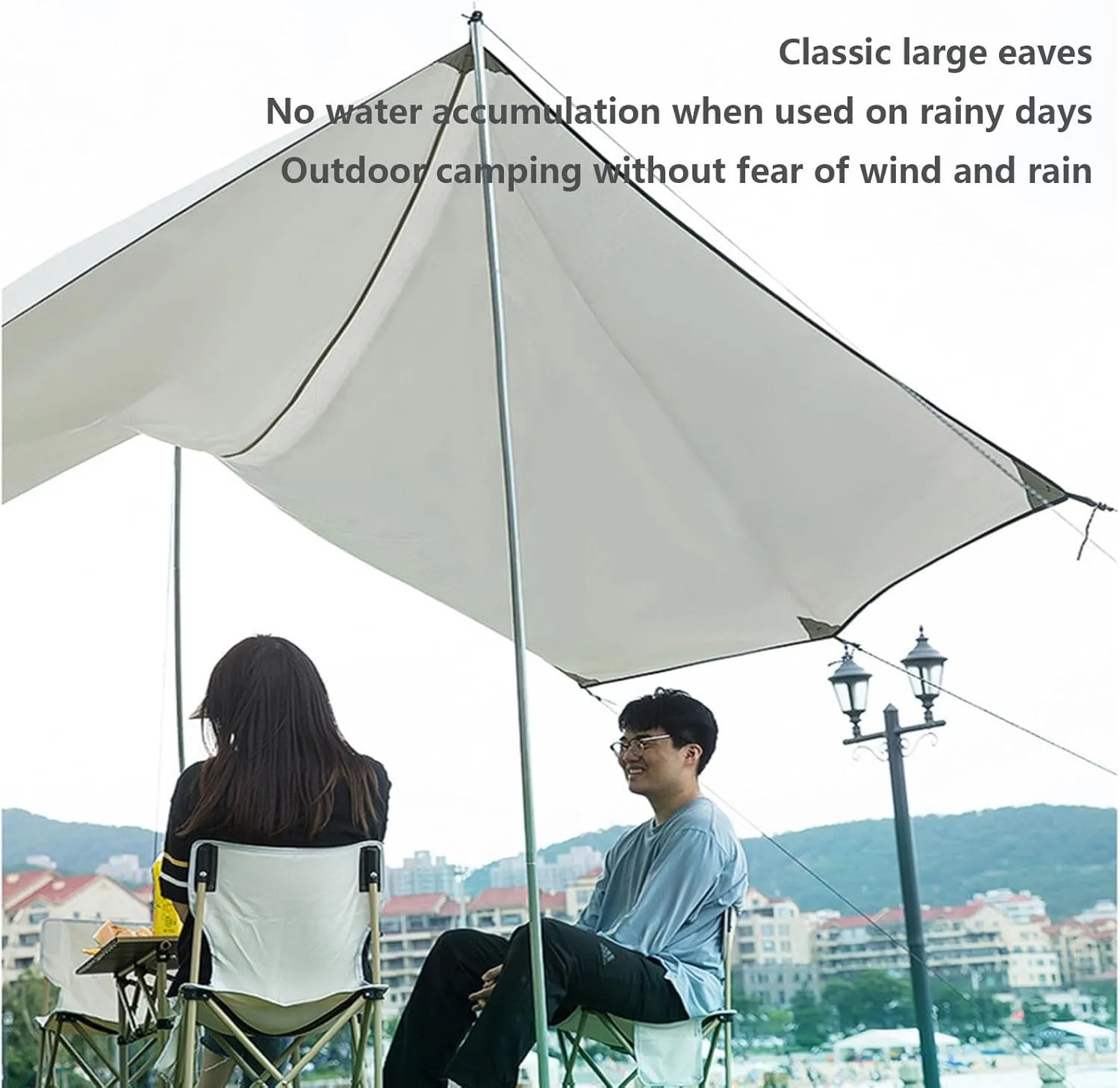 Hammock Rain Fly Waterproof Tent Tarp with 2 Poles Portable Multifunctional Backpacking Tarp Shelter Camping Tarp Under Tent Tarpaulin for Camping Picnic Beach Utdoor Activities, 177x236inch