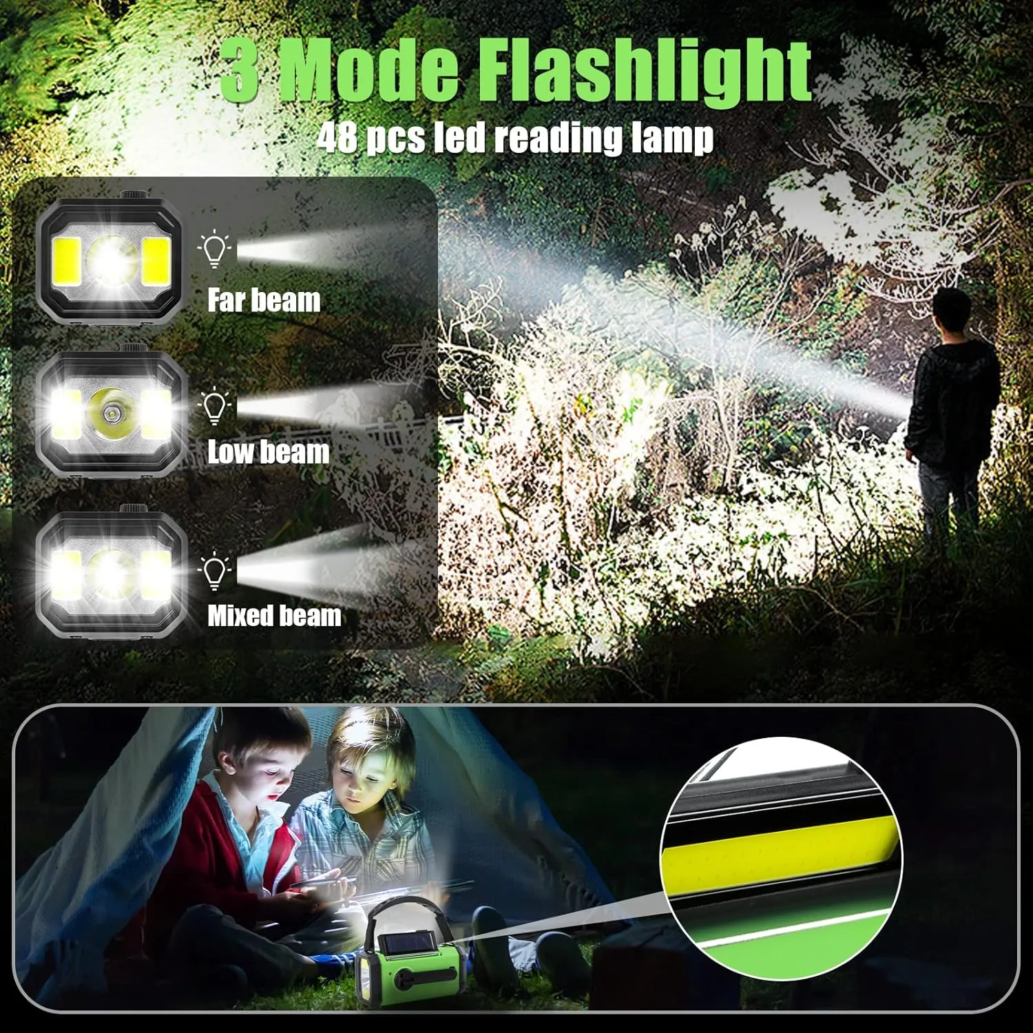 Hand Crank Emergency Radio, 10000mAh Solar Powered NOAA/AM/FM Weather Radio with Multi-Function LED Flashlight and Cell Phone Charger for Indoor/Outdoor Emergencies