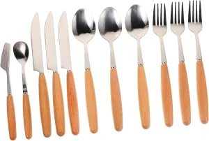 Happyyami Sturdy Camping Tableware Set Stainless Steel Fork Spoon Knife Portable Lunch Box Utensils Kit with Travel Bag