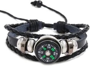 HBJWOV Wrist Compass Outdoor Camping Tool Survival Adventure Hiking Gear PU Braided Wrist Band Gear