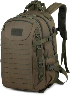 Heavy duty zipper military backpack Outdoor Tactical Backpack，Nylon canvas Knapsack，hiking camping travel Backpack， 3-day backpack，water resistant (army green)