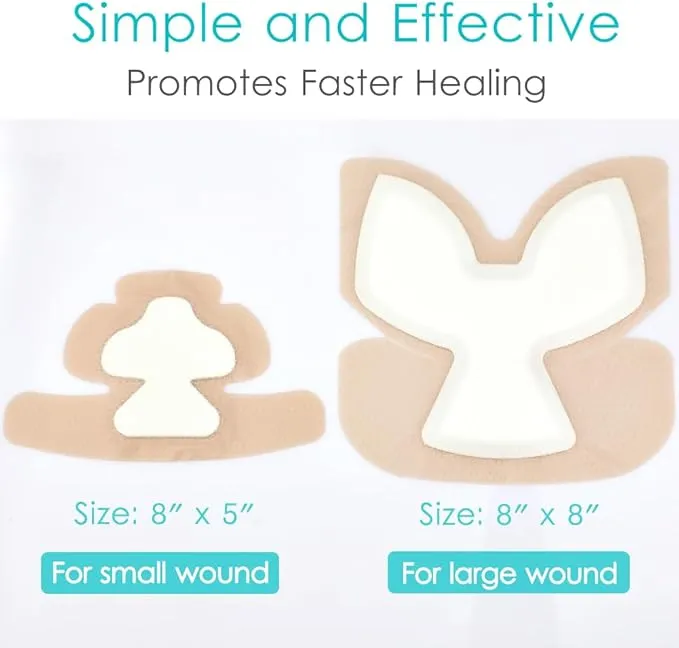 Heel Silicone Foam Dressing Heel Ulcer 8"x 8" 8" (Pack 2)