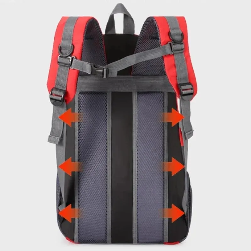 High capacity 40 Litre Mountaineering Bag Outdoor Survival Waterproof Large Capacity Travel Double Shoulder Travel Cycling (Orange-red)
