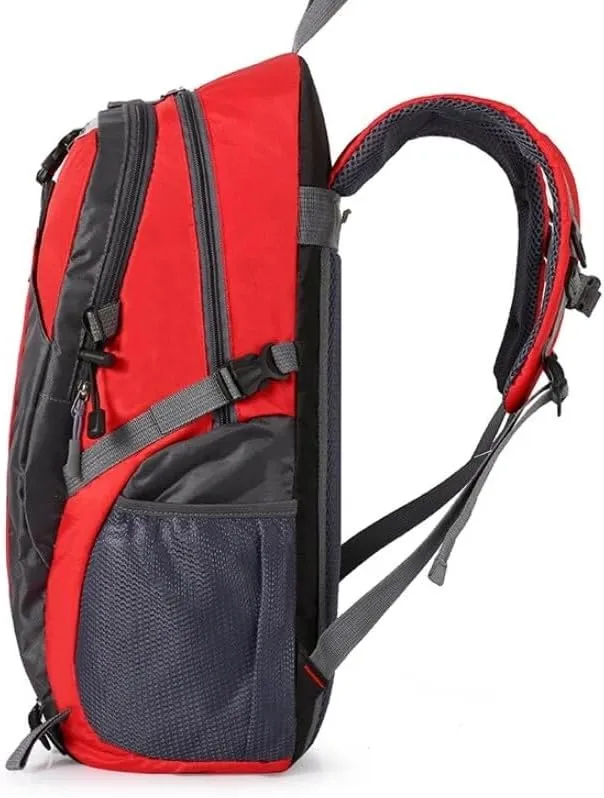 High capacity 40 Litre Mountaineering Bag Outdoor Survival Waterproof Large Capacity Travel Double Shoulder Travel Cycling (Orange-red)