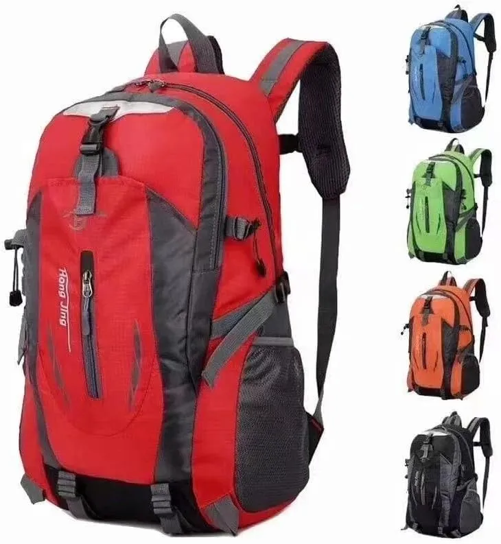 High capacity 40 Litre Mountaineering Bag Outdoor Survival Waterproof Large Capacity Travel Double Shoulder Travel Cycling (Orange-red)
