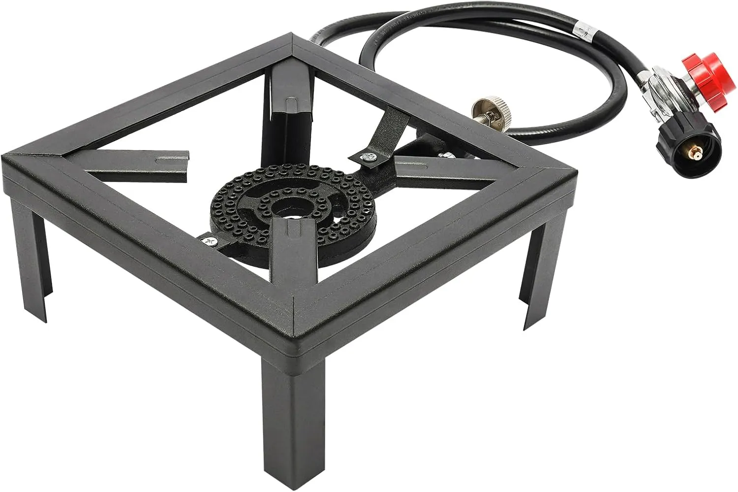 High Pressure Gas Cooker Outdoor Portable Propane Burner with Adjustable 0-20PSI Regulator Hose for Patio Camping, BBQ, Home Brewing, Turkey Fry, Maple Syrup Prep (Single Burner)