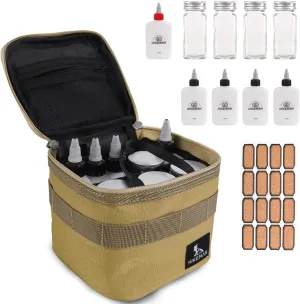 HIKEMAN Camping Portable Spice Set with 9 Spice Containers Pepper & Salt Spice Shakers, Separable Storage Bag for Outdoor Travel Camping BBQ Picnic