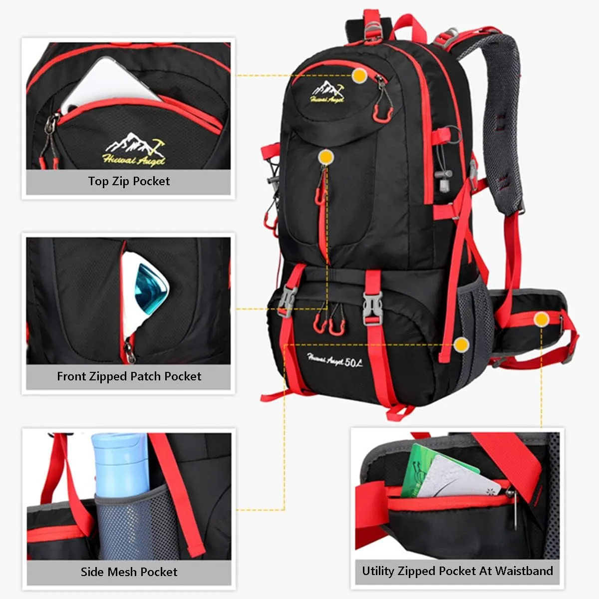 Hiking Backpack 50L Climbing Camping Backpack Large Rucksack for Trekking Travel Outdoor Sport