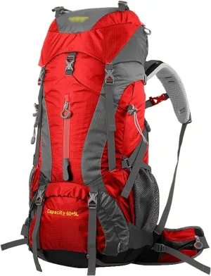 Hiking Backpack 65L, Travel Backpack Trekking Rucksack Mountaineering Backpack for Outdoor Travel Cycling Climbing Mountaineer Men Women High Capacity (Color : Red)
