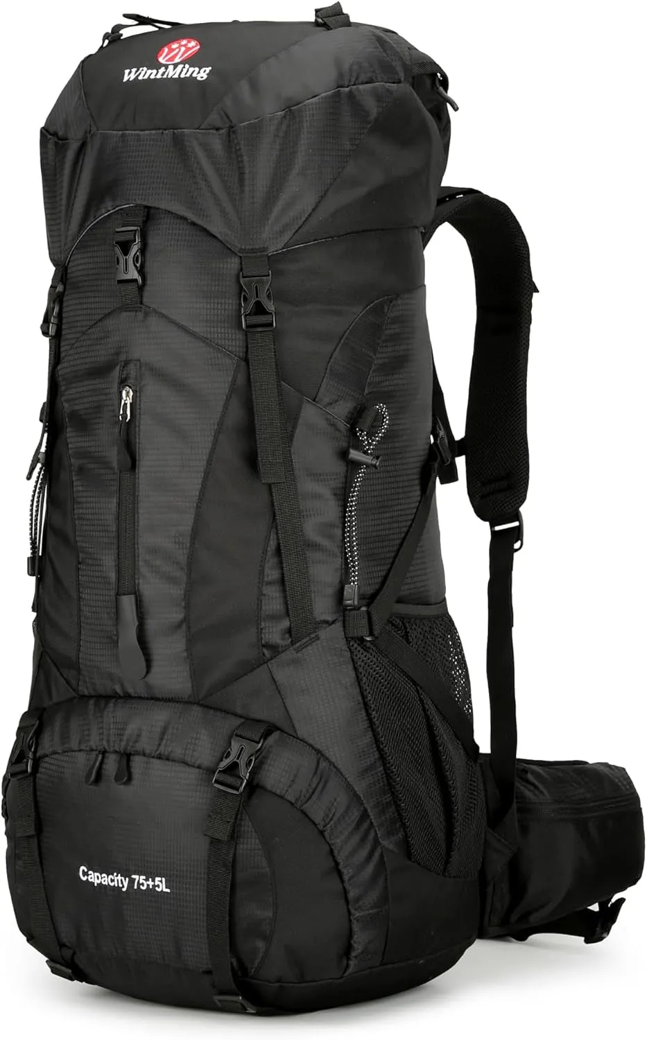 Hiking Backpack for Men and Women 70L 5L Waterproof Lightweight Camping Daypack with Rain Cover - Frameless (Black-B)
