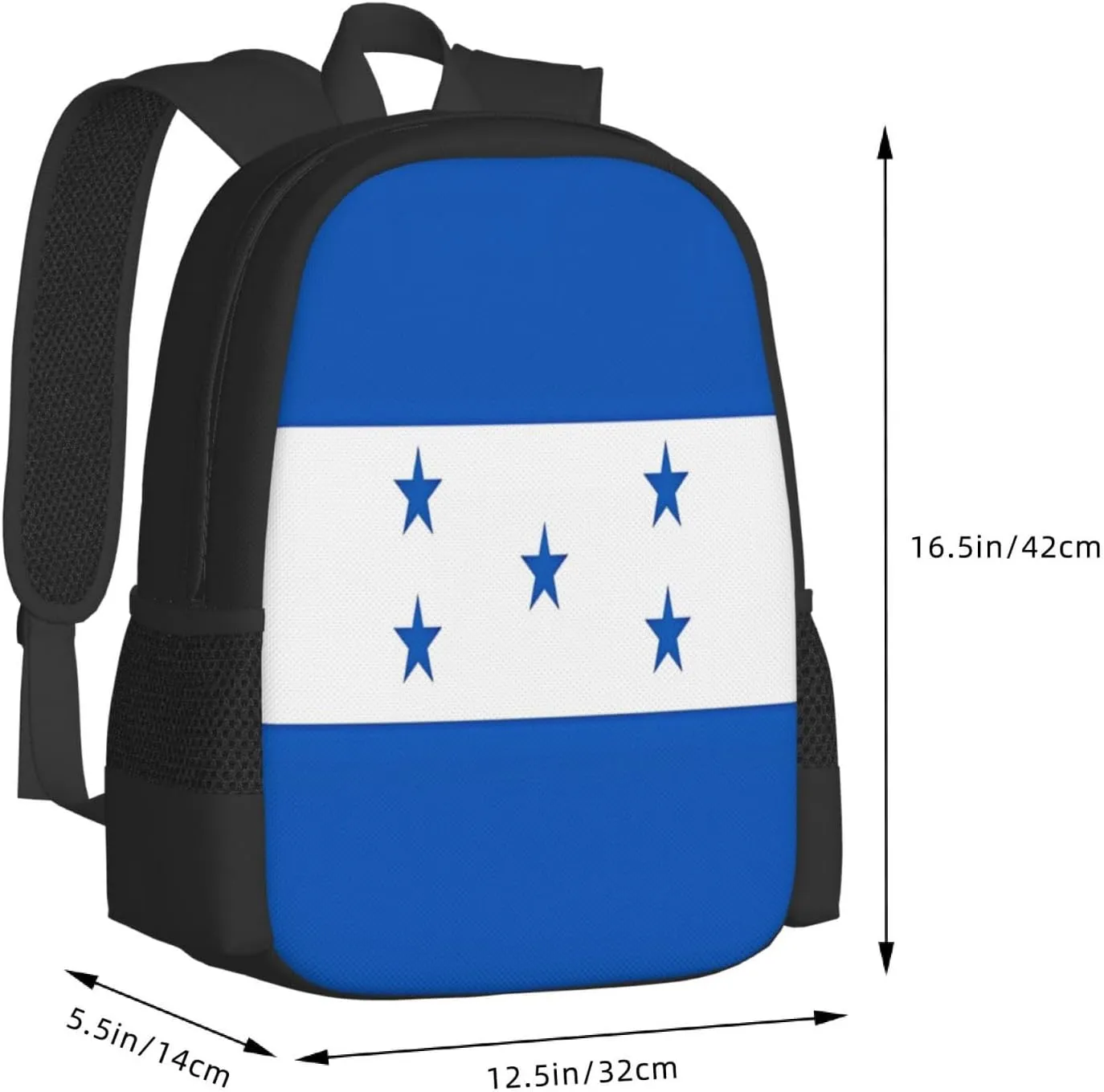 Honduran Flag Casual Backpack Large Capacity Backpacks 15 Inch Laptop Back Pack Travel Rucksack Daypack Commuter Bags with Adjustable Strap for Camping