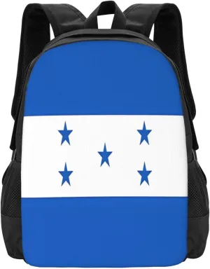Honduran Flag Casual Backpack Large Capacity Backpacks 15 Inch Laptop Back Pack Travel Rucksack Daypack Commuter Bags with Adjustable Strap for Camping