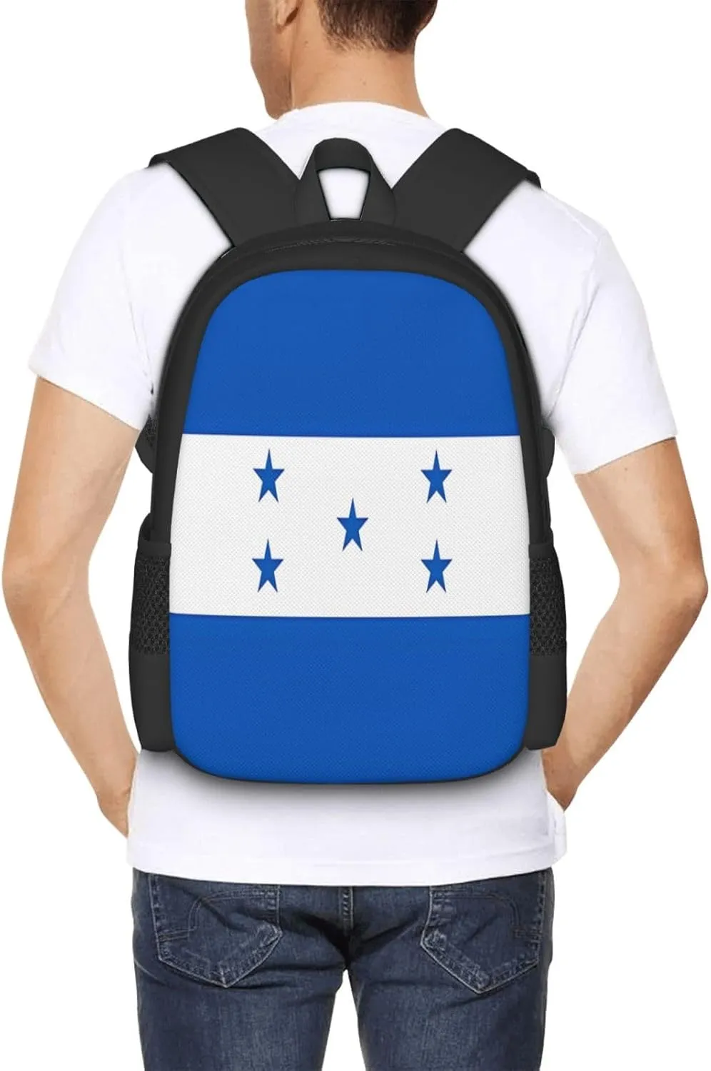 Honduran Flag Casual Backpack Large Capacity Backpacks 15 Inch Laptop Back Pack Travel Rucksack Daypack Commuter Bags with Adjustable Strap for Camping
