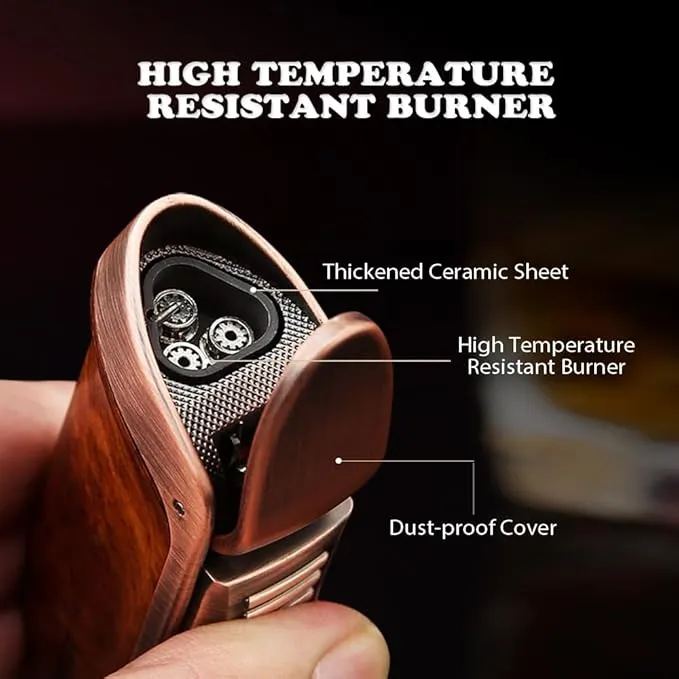 HONEST Triple Jet Torch Lighter Built-in Punch Visible Gas Window Refillable Gas Adjustable Flame Intensity Pocket Lighter Gift for Men BBQ Kitchen Fireplace Candle (Brown Wrap)
