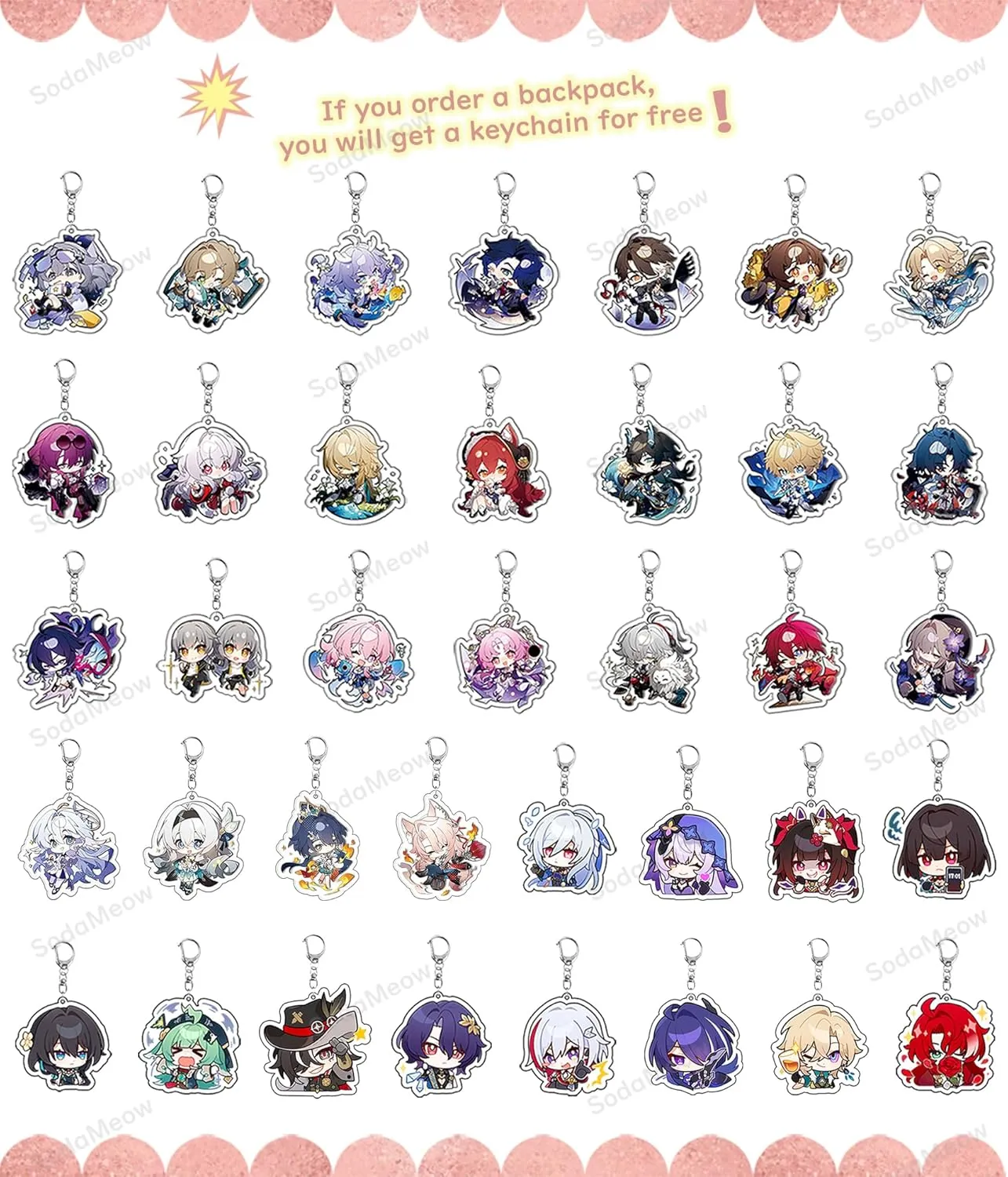 Honkai Star Rail Backpack Women Men Unisex Robin Rucksack Aventurine Firefly Bag HSR Kawaii Backpack (White-Jing Yuan)