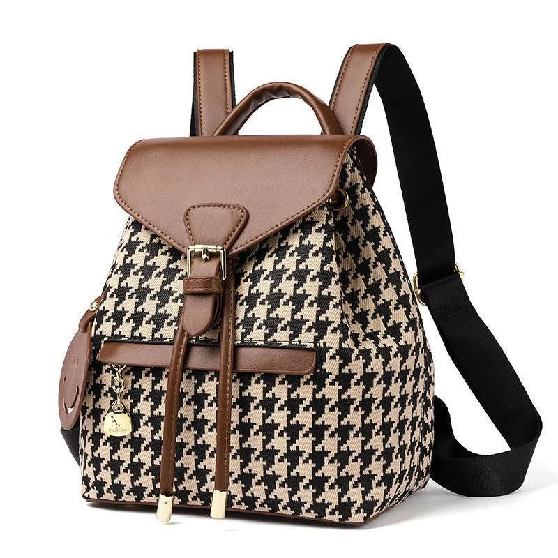 Houndstooth Backpack High Capacity Travel Bags