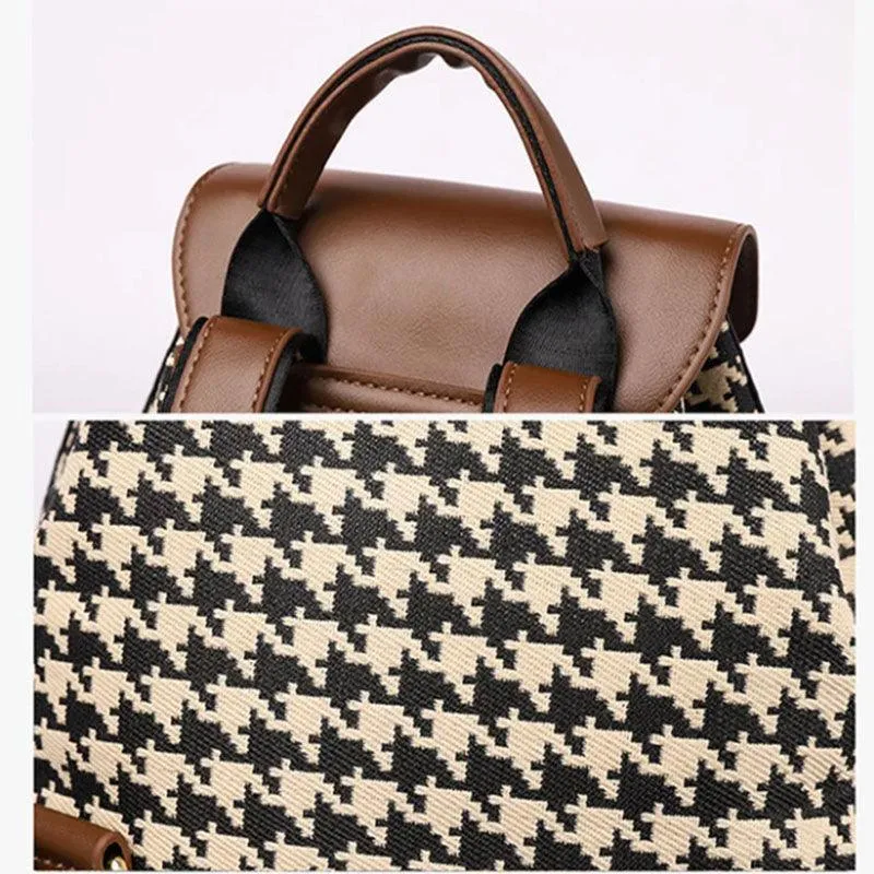Houndstooth Backpack High Capacity Travel Bags