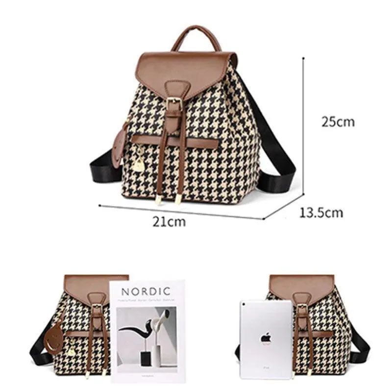 Houndstooth Backpack High Capacity Travel Bags