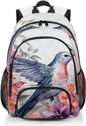 Hummingbird Flowers Carry on Travel Backpack for Women Men Water resistant Lightweight Rucksack Backpack for Weekender Casual Work Hiking Spring Floral Birds