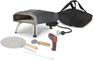 HUNGRY CHEF Pizza Oven & Outdoor Grill, Pizza Accessories Including Outdoor Pizza Oven with Outdoor Thermometer, Pizza Stone for Oven, Travel Bag, & Recipe Book, Pizza Party Maker for Outdoors…