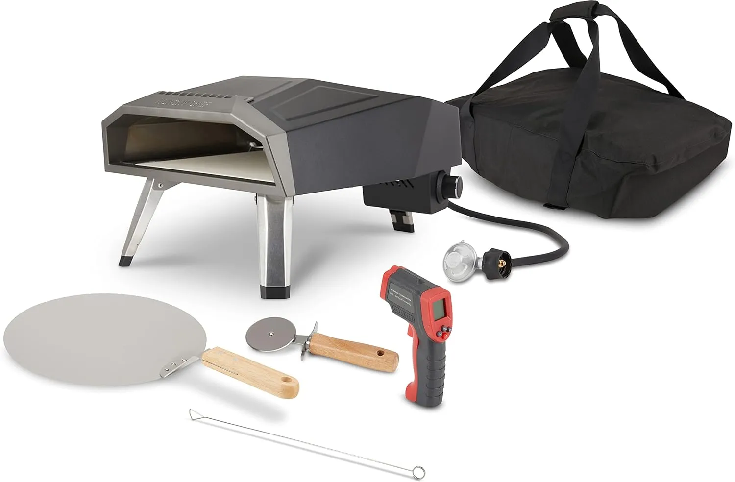 HUNGRY CHEF Pizza Oven & Outdoor Grill, Pizza Accessories Including Outdoor Pizza Oven with Outdoor Thermometer, Pizza Stone for Oven, Travel Bag, & Recipe Book, Pizza Party Maker for Outdoors…