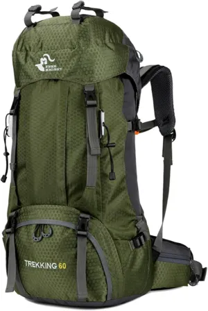 HXBER 60L Hiking Backpack Water-Resistant Climbing Camping Backpack Travel Daypack with Rain Cover