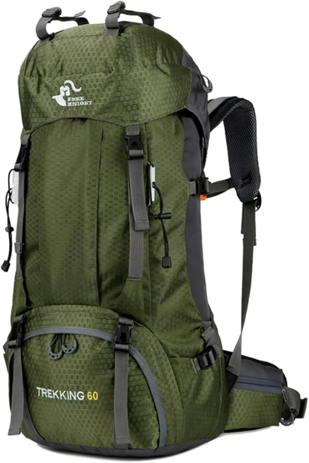 HXBER 60L Hiking Backpack Water-Resistant Climbing Camping Backpack Travel Daypack with Rain Cover
