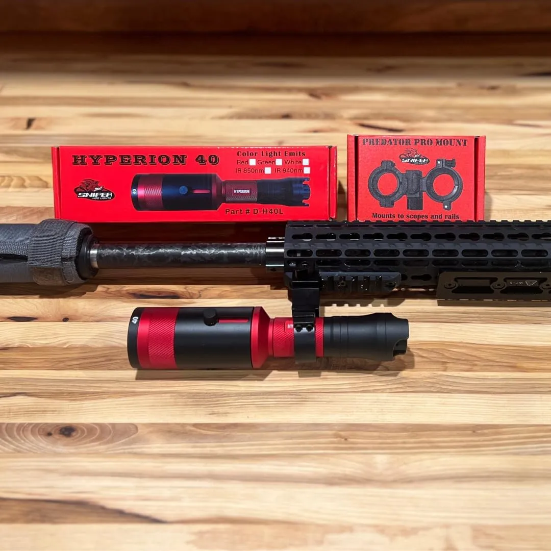 Hyperion 40 Gun Hunters Package with IR 850nm Invisible Light Module, Waterproof Hard Case and Adjustable Predator Pro Mount, Long Range IR Light for Night Time Predator, Hog and Coyote Hunting